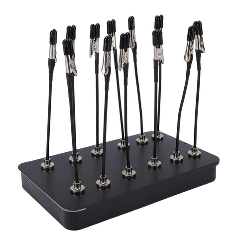 FTVOGUE Magnet Helping Hands Soldering Station Holder with 12 flexible clips mounted on a metal base for electronics assembly.