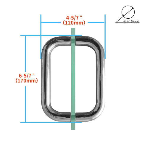 6 Inch Back To Back Shower Door Handle For Glass Doors One Quarter Inch To One Half Inch Thick, Stainless Steel 304 Chrome Finish