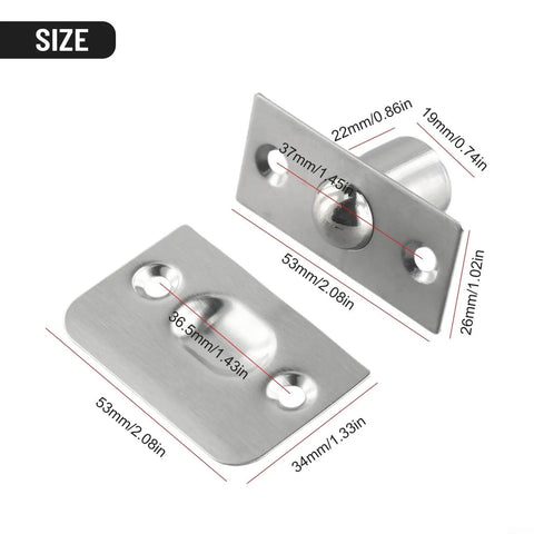 Hidden Ball Door Catch Hardware For Wood Cabinets And Closets Stainless steel spring loaded latch with size dimensions