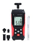 2-In-1 Tachometer With Noncontact Laser And Contact RPM Meter Gauge Tester, handheld with attachments, on white background