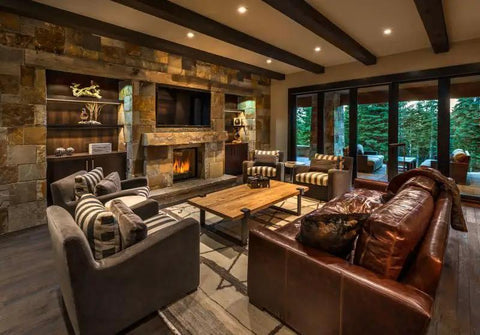 Aged Barrel Reactive Water Based Wood Stain Yields Hella Authentic Vintage Depth Smooth As Glass on rustic living room furniture.