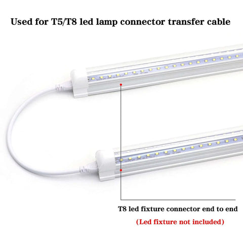 3 Meter Double End LED Linkable Power Cord For T5 And T8 Tube Light Fixtures End To End Connector Cable Close-Up View