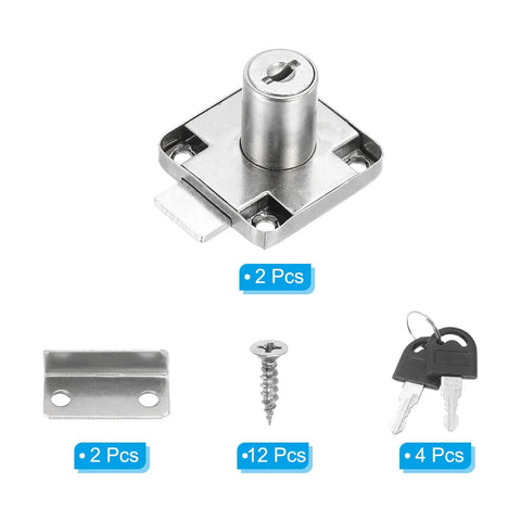 Tough As Nails Drawer Locks With Keys Two Pack Alloy Steel cabinet locks and key set for secure storage, silver finish.