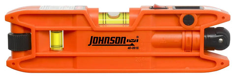 Side view of Magnetic Torpedo Laser Level 2x6 Inch Orange For Tight Spaces, Self Leveling With Three Vials, precise closure detail.