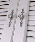 12 Pack Diamond Clear Crystal Glass Cabinet Knob Set With Plate And Screws on white closet doors, silver reflective shine
