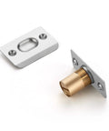 Two Pack Adjustable Door Ball Catch Set In Silver, All Metal Closet Door Latch With Solid Brass Body And Stainless Steel Strike Plate