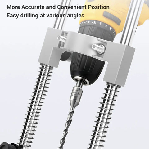 Portable Drill Guide With 90 Degree Adjustable Drill Press Attachment for precise drilling at various angles close-up.