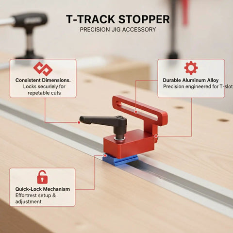 One Pack Aluminum T Track Stopper For Router Table And Table Saw, Must Have Heavy Duty Jig Accessory With Quick-Lock Mechanism