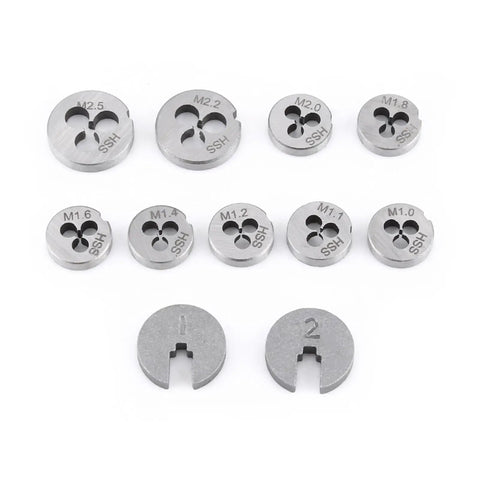 All In One 30 Piece Tap And Die Set For DIY And Pros High Speed Steel Threading Tool Kit For Internal And External Threads With Tapping Wrench And Complete Tools For M1.0 To M2.5, taps and dies shown