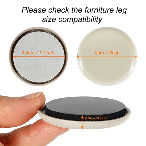 12 Pack Self Adhesive 2 Inch Furniture Sliders For Carpet And Hardwood Floors Heavy Duty Moving Pads, showing size details