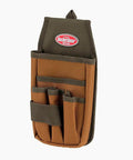 FlapFit Utility Pouch With 5 Pockets And Exterior Tool Loop, brown poly ripstop 600D, frontal view showing pocket arrangement