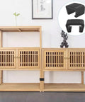 Eight Piece Outdoor Furniture Clips Set Black PP Connectors securing wooden cabinets on patio