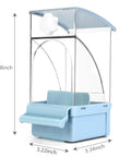 No Sweat Hassle Free Automatic Bird Feeder With Green Comfort Perch For Cage self flowing acrylic seed dispenser angled view