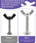 Works Like A Charm M6 Bolt And Butterfly Nut Set For Dog Crate Repairs comparison of damaged plastic and sturdy steel fasteners.