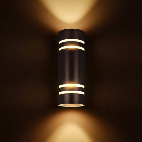 Dope Oil Bronze Outdoor Wall Light With Up Down Sconce For Porch And Garage Exterior, showing illuminated bronze fixture.