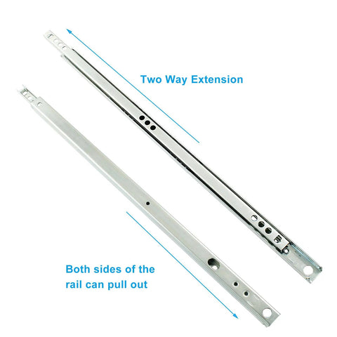 Beefy 13.5 Inch Metal Drawer Slides 2 Pack Full Extension Two Way Ball Bearing Side Mount Rails In Silver Steel
