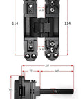 Adjustable Hydraulic Hidden Door Hinge With 180 Degree Concealed Opening Smooth Soft Close Door Hardware, dimensions shown