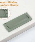 Aluminum Cabinet Pull Handles Set Of Two Flush Ring Hidden Drawer Pulls For Cabinets And Closets Green Finish, Rust Resistant, Detail View