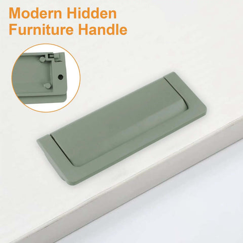 Aluminum Cabinet Pull Handles Set Of Two Flush Ring Hidden Drawer Pulls For Cabinets And Closets Green Finish, Rust Resistant, Detail View