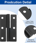 Six Pack Of Top Shelf Black Iron Lift Off Hinges Kickin It Easy For Left Handed Cabinets Smooth Operating Detachable Butt Hinges Hella Durable Door Hardware With Screws Included showing 1.5mm thick metal, smooth bearing design.