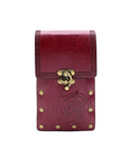 Badass Vintage Medieval Cosplay Belt For Men With Embossed Pu Leather Strap And Easy Adjust Buckle, red with decorative engravings.