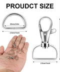 Straight Up Badass Swivel Snap Hooks And D Rings, Heavy Duty Zinc Alloy Keychain Clips And Craft Gear, Pack Of One Hundred Silver Finish For Outdoor Adventures, size comparison, four clips in hand.