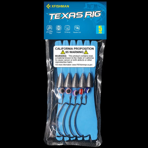Texas Rig Bass Fishing Leaders Kit With Weights Hooks And Rigged Line For Weedless Texas Rig Setup Two Zero Hooks One Quarter Ounce Weight Five Pack in package