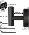 Dimensions and features of Large Suction Cup Shower Hooks Set Of 2 Black Stainless Steel Towel Hooks For Bathrooms Inside Shower
