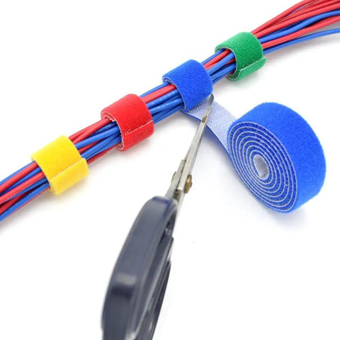 Reusable Cable Tie Tape Three Quarters Inch Double Sided Hook Roll for Cable Management and Bundling, 25 Yard Length, Black, Tidy Up Messy Cables For Any Job