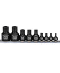 Low Profile Impact Triple Square Socket Set, M4-M18, 9-Piece, One-Piece Solid Build, CR-MO Steel with Black Phosphate Finish