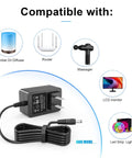 24V 1A Power Adapter From 100V To 240V AC To 24V DC UL Listed With 5.5mm By 2.5mm Plug And Five Tips 6 Ft Cable image