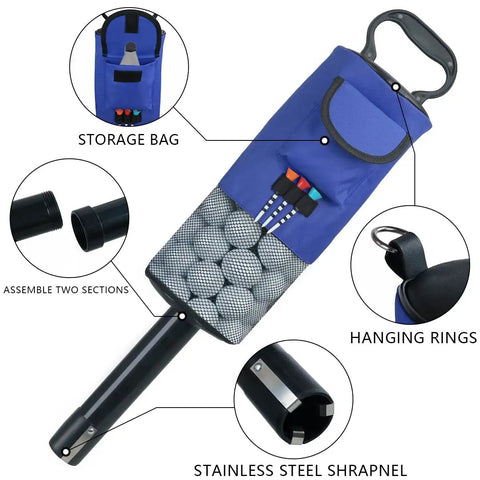 Golf Ball Retriever With Portable Shag Bag For Quick Picks, Easy Up Ball Picker With Removable Plastic Tube, Pocket Shagger Storage