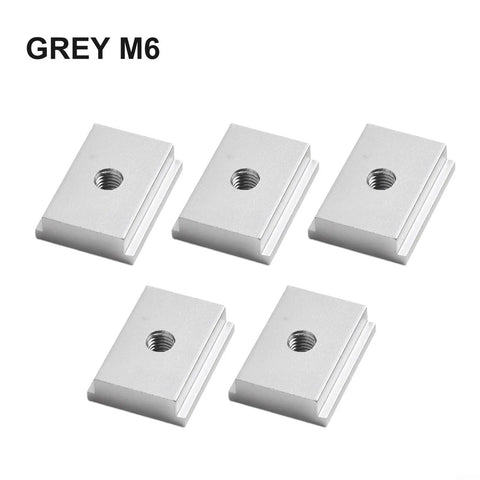 5 Pack Heavy Duty M6 Aluminum T Slot Nuts For Table Saw Sliders And T Track Runner Clamps Perfect Sled System Fitment Grey