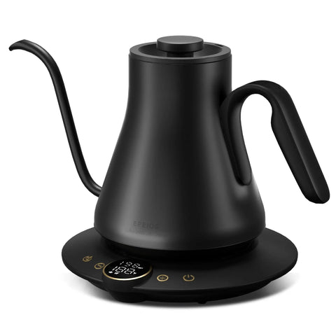 Gooseneck Electric Kettle With Precise Temperature Control Within One Degree Fahrenheit, 1500W Fast Heat, 0.9L BPA Free Stainless Steel, Ebony Black.