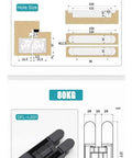 Hidden Invisible Door Hinges For Furniture Fittings With 40kg 80kg Load Capacity shown with dimensions and installation details.