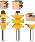 Three Piece 1/2 Inch Shank Router Bit Set For Classical Extended Tenon And Pro-Grade Heavy Duty Door Rail Stile Milling Kit CNC Ready