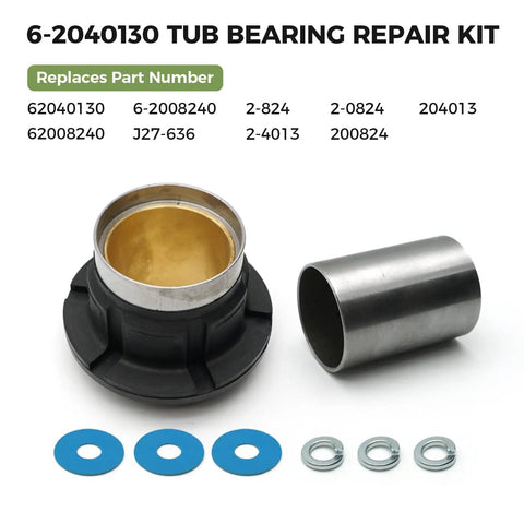 Heavy Duty Washer Tub Bearing Repair Kit For Whirlpool Maytag includes metal and rubber parts, designed for top load washers.