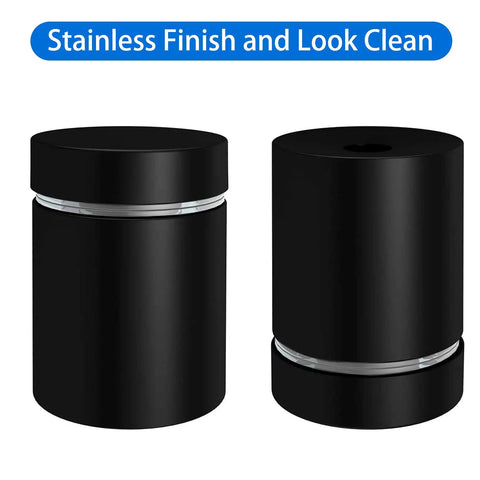 Top Tier Eight Pack Standoff Mounts Three Quarter By One Inch Brushed Stainless Steel Wall Brackets in sleek black finish.