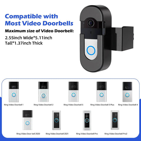 Anti Theft Video Doorbell Mount With No Drill Installation, Adjustable Bracket For Wireless Doorbells In Apartments