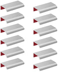 12 Pack Self Adhesive Drawer Pulls 3.15 Inch Silver Finger Edge Cabinet Handles No Drill Hidden Pulls in aluminum, side view