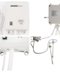 Components of 5 Gallon Water Dispenser Pump, Plug And Play Automatic Bottle Water Pump visible with power cables and nozzle.