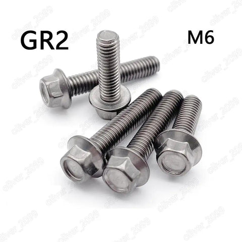 Premium Titanium Gr2 Hex Flange Head Bolts And Screws M4 M6 M8 M8 1.25 X 65mm Set Of 10 showing M6 bolts with flange design.