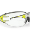 Premium Lightweight Frameless Safety Glasses with Killer Antifog Lens and Rock Solid Comfort for Marathon Shifts Bulk Box Includes 144 Pairs side view with clear lenses