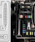 Diagram and view of Acura MDX Eight Circuit Fuse Holder with connections and fuses for battery side electrical box replacement.
