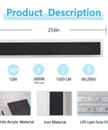 Diagram showing details of Modern Outdoor Wall Light With 15W LED Frosted White Acrylic Waterproof Sconce, 23.6in, 12W, 1320lm