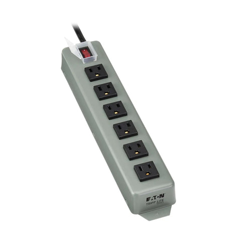 Heavy Duty 6 Outlet Metal Power Strip With 15ft Cord Mountable Wall Or Under Desk On Off Switch Cover Rugged Industrial Gear