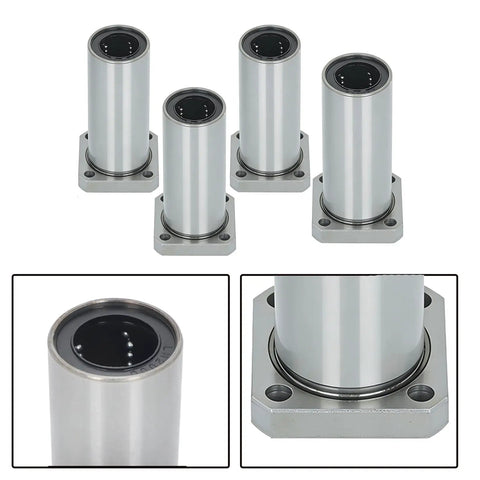 Square Flange Linear Ball Bearing 20mm ID 32mm OD 80mm Length With Steel Cage Pro Grade Linear Motion Bearing For 3D Printers And CNC Routers High Precision Alignment And Smooth Movement, 4-pack