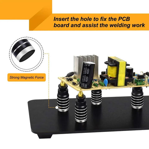 Soldering Desk Magnifier With Heavy Duty Base Adjustable Swivel Arm 5 Diopter Real Glass Lens PCB board holder on base