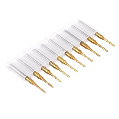 End Mill Router Bit Set Ten Pack 1.5mm Tungsten Coated Carbide CNC Engraving Bits in plastic case