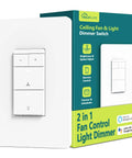Smart Ceiling Fan Control With Dimmer For Light, 2.4GHz WiFi Only, Neutral Wire Required, Single Pole Fan And Light Switch, No Hub Needed, Works With Alexa And Google Home, Separate Fan And Light Loads displayed on box